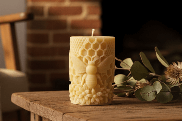 Beeswax pillar candle