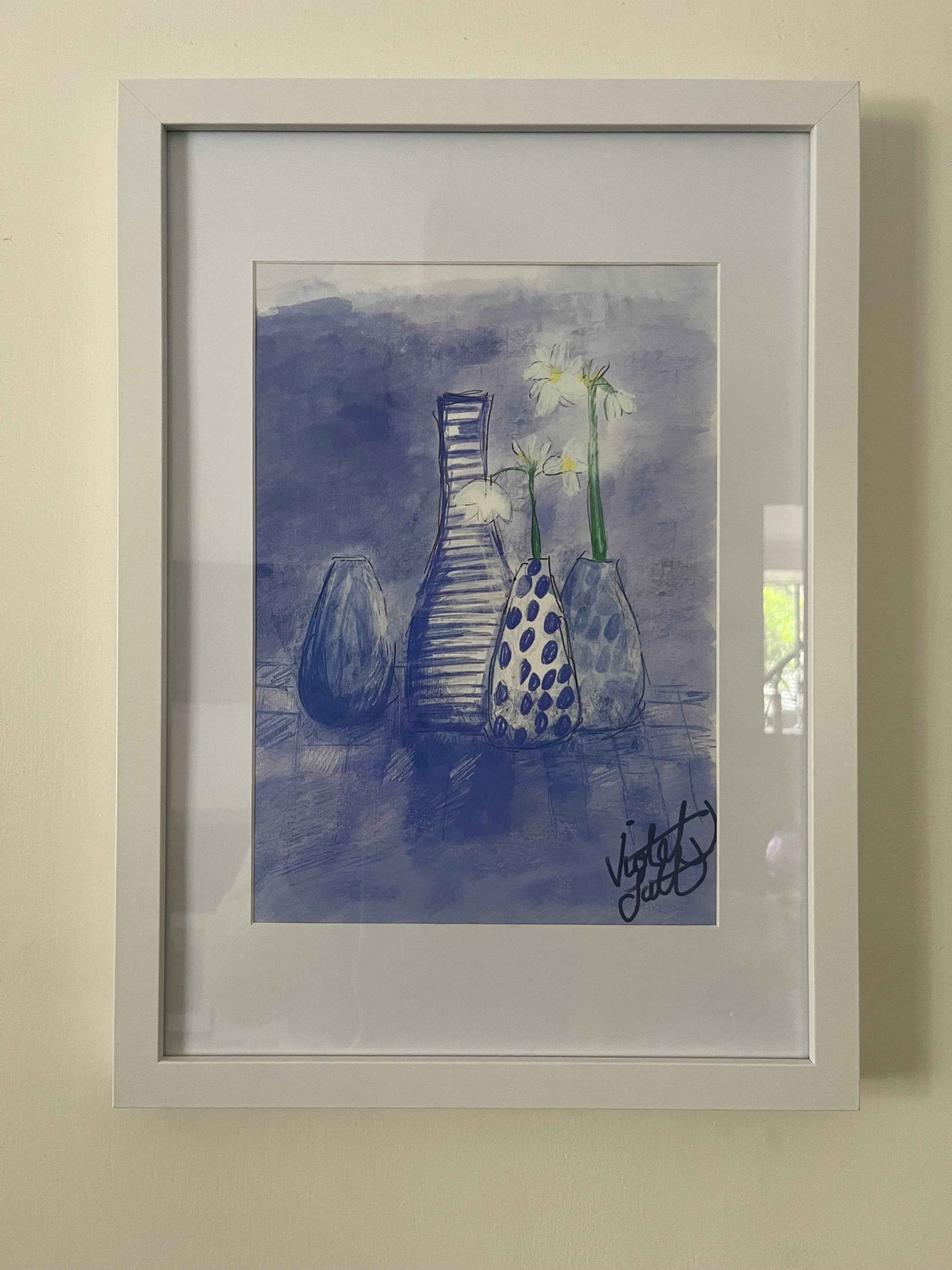 Blue Vases Art Print Framed - Elegant Decor for Home Aesthetics