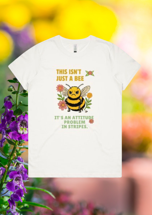 🐝 “Attitude Problem in Stripes” Tee. Organic cotton. Womens fit. - Hive Homewares