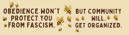 Bees with text on a beige background