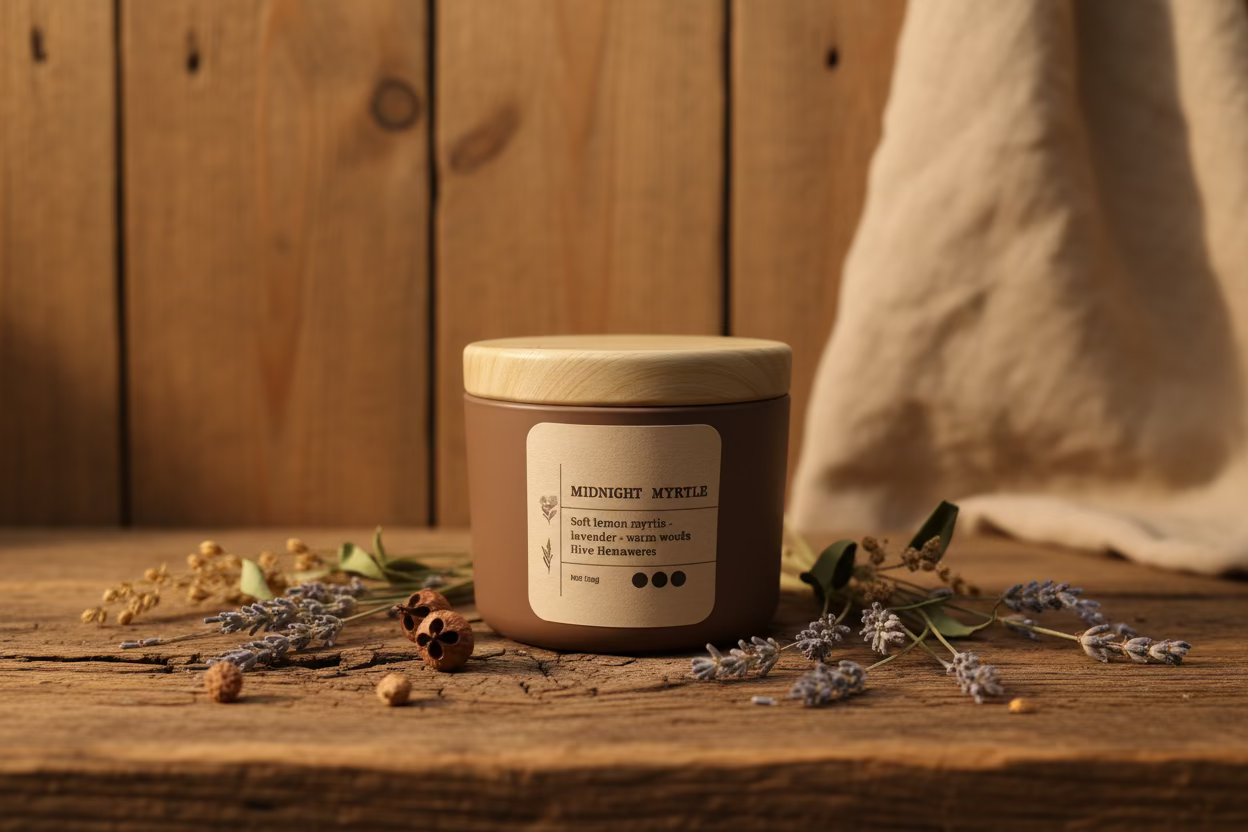 Lemon Myrtle Candle - ‘Midnight Myrtle’ - Hive Homewares
