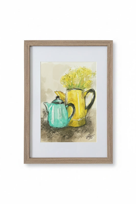 Teapots and Wattle Prints - Exquisite Fine Art Prints for Your Home. Framed