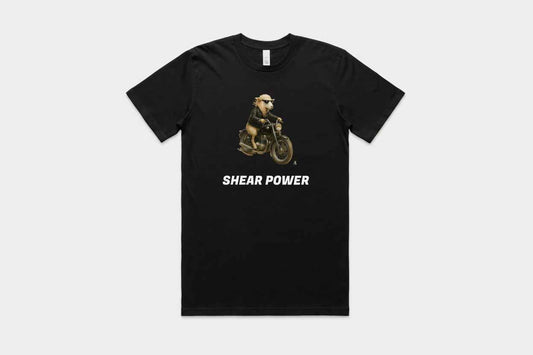 Shear Power Biker Sheep. Organic Cotton. Mens. S-3Xl