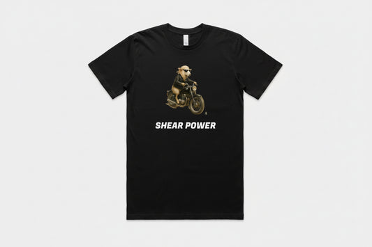 Shear Power Biker Sheep. Organic Cotton. Mens. S-3Xl