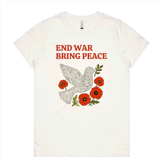 End War Bring Peace Organic Tee - Poppy & Dove Edition in Organic Cotton
