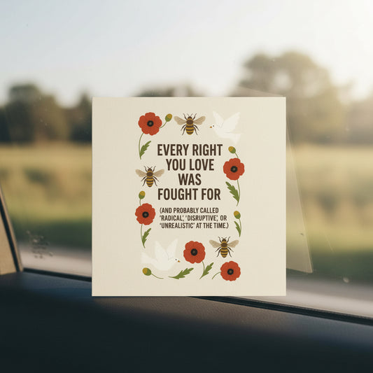 🐝✊ “Every Right You Love” Protest Stickers – Bees, Poppies & Peace Doves. (3 Sizes: Small, Vinyl, Car Decal)