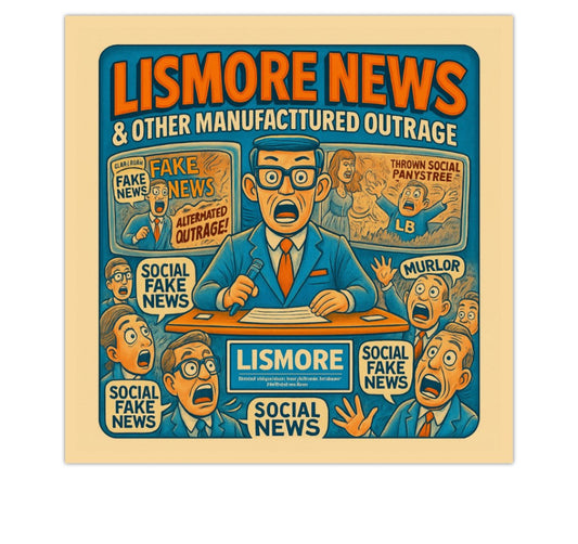 Lismore News – Satirical Sticker Collection. (3 Sizes: Small, Vinyl, Car Decal)