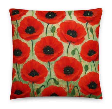Lacy in Bloom Poppy Floral Cushion Cover
