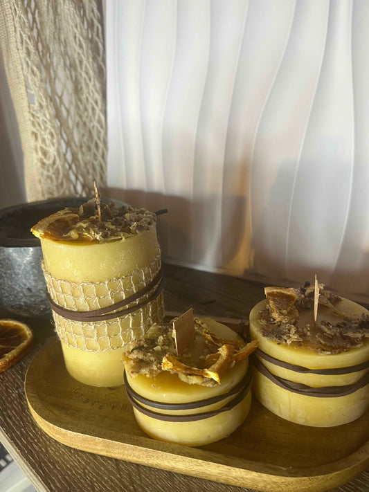 Pure beeswax candle Honey Hive Trio