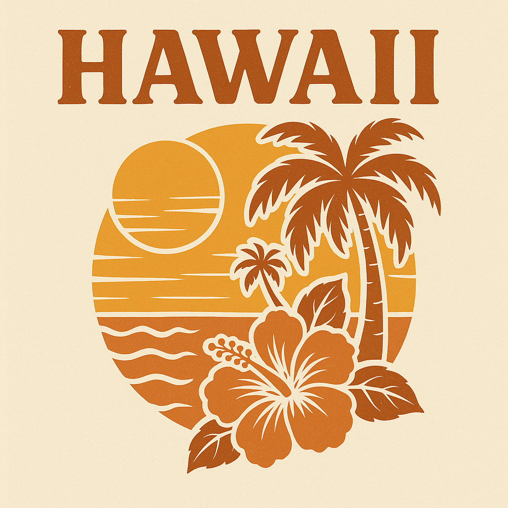 🌞 Hawaii Tee – Sunset Tropic Edition. Organic Cotton