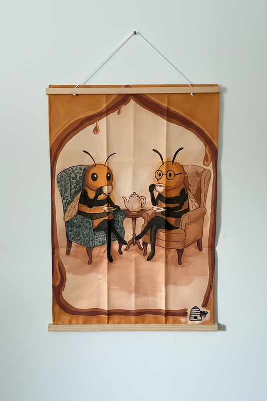 Linen Tea Towel with Engaging Bees Conversation - Perfect Linen Tea Towel