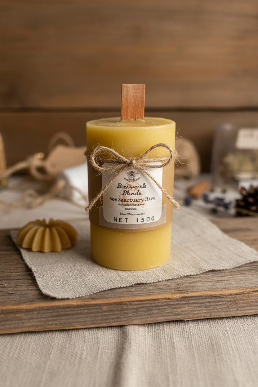 Beeswax Candle with Lavender and Rosemary – Handcrafted Aromatherapy for Relaxation