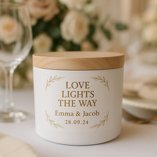 Personalised Wedding Favour Candles – Hive Homewares (Min. 24)