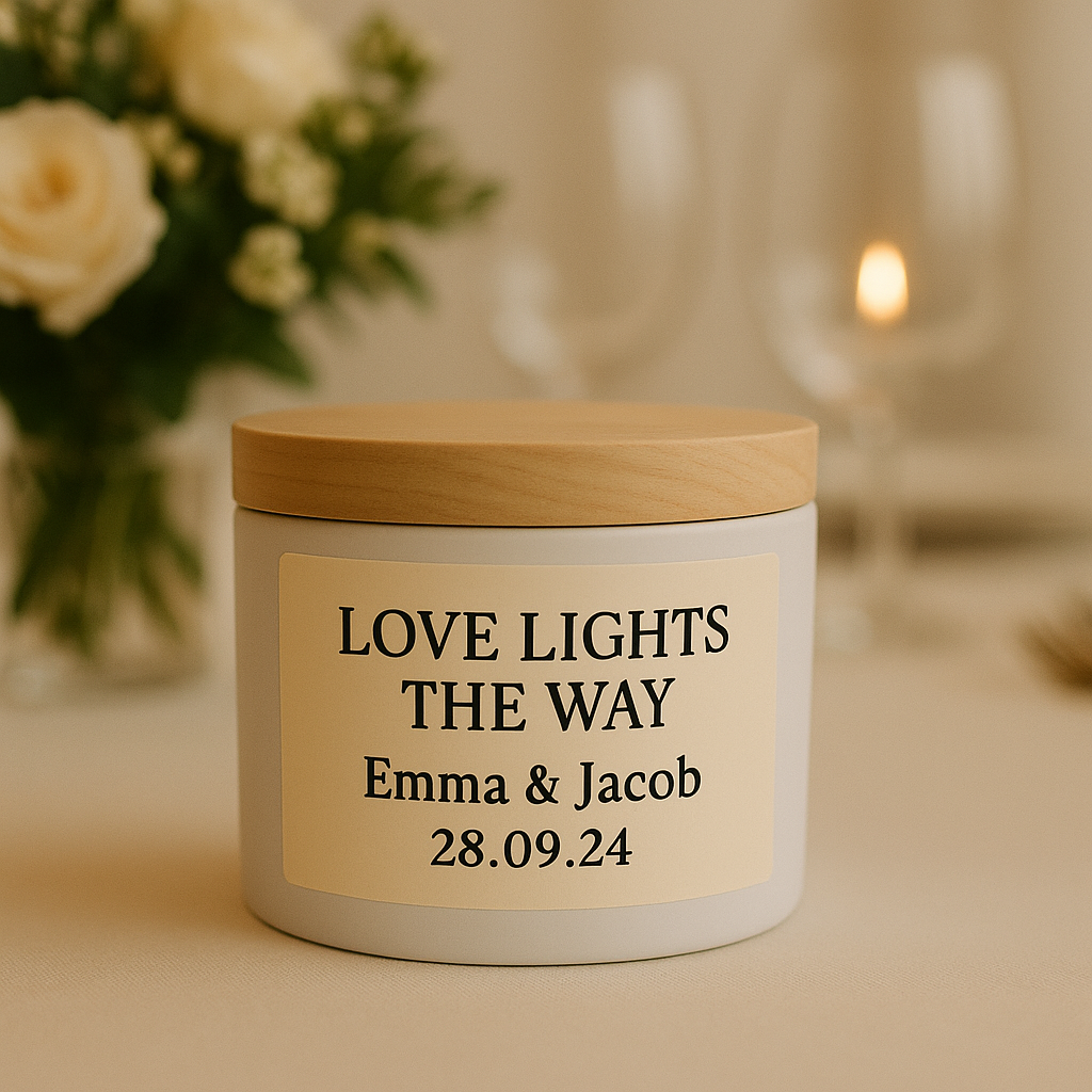 Personalised Wedding Favour Candles – Hive Homewares (Min. 24)
