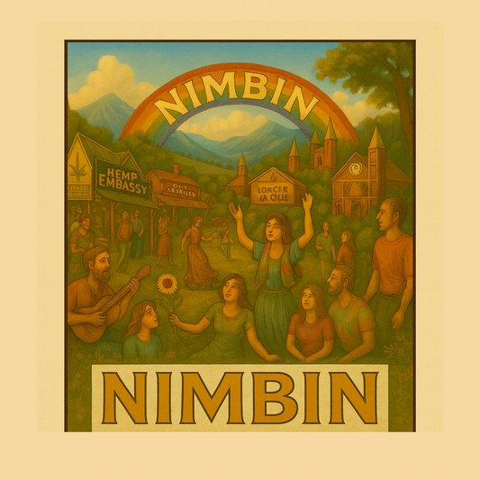 🌈 Nimbin Retro Vinyl Sticker – Waterproof. (3 Sizes: Small, Vinyl, Car Decal)