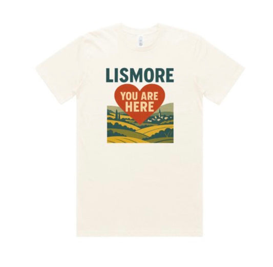 Organic cotton, ‘Lismore, you are here’ Tshirt. Women’s fit.