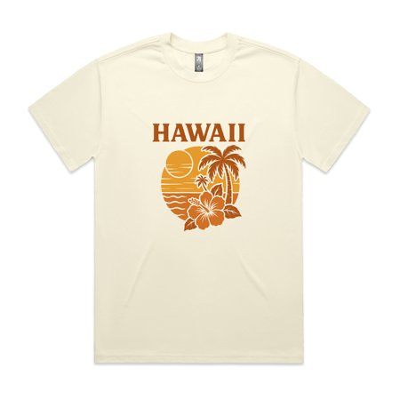 🌺 Hawaii Retro Sunset Tee – Cream Crew Neck 3XL
