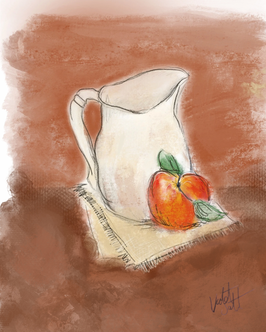 “Jug & Peach” (Digital Painting, A4 Fine Art Print)