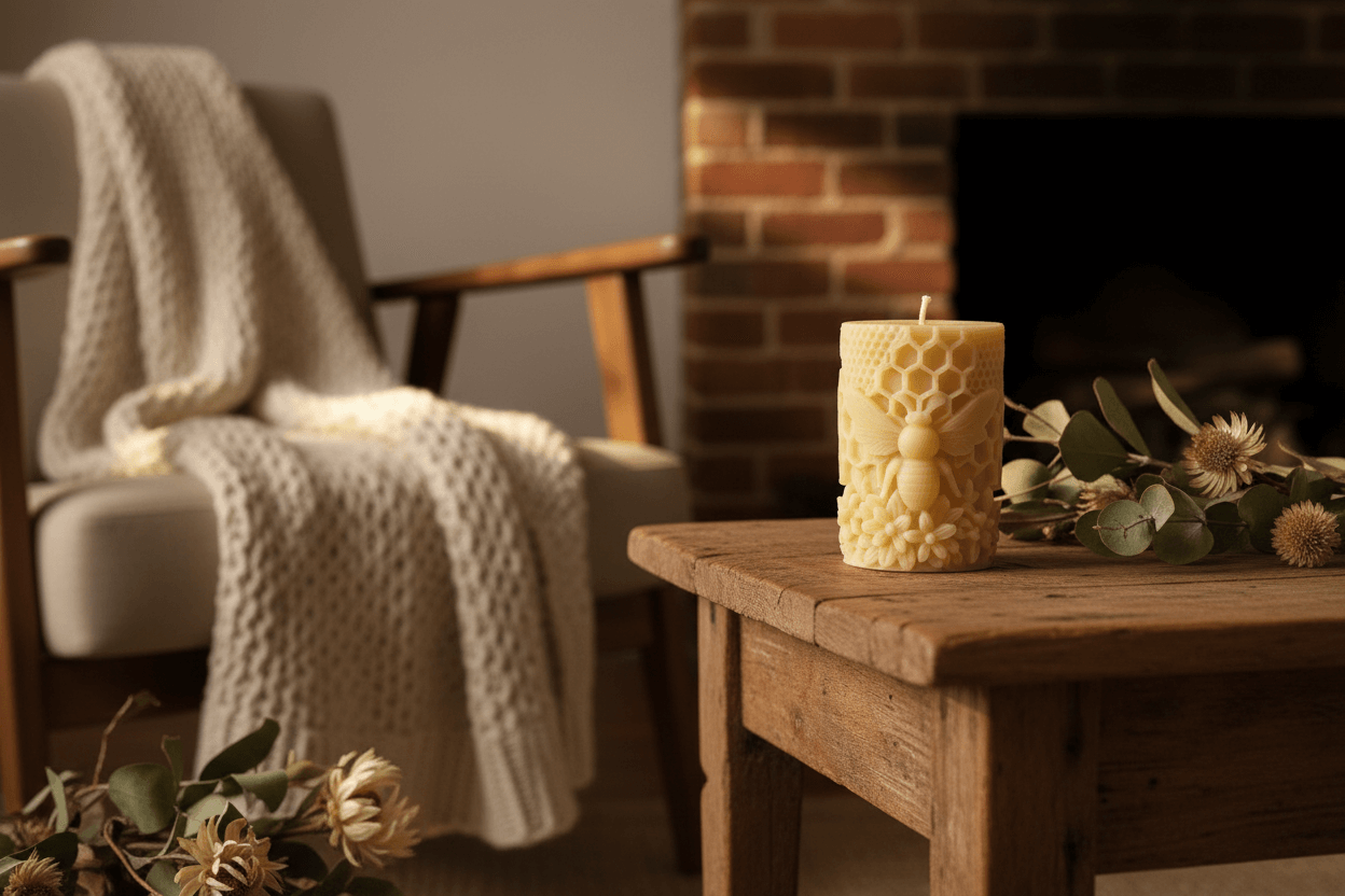 Beeswax pillar candle