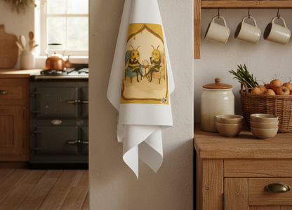Linen Tea Towel. Protest Bees in Conversation