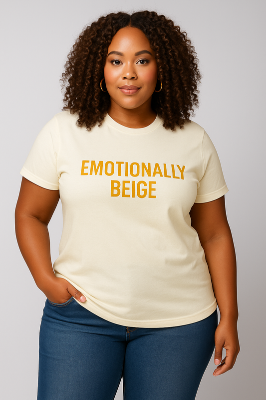 Emotionally Beige – Classic Cream Crew Neck Tee 3XL