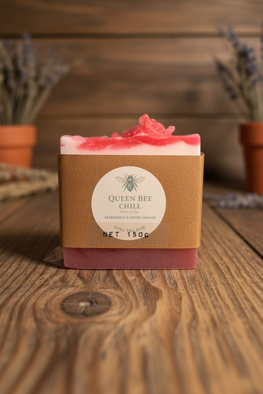 Peppermint Soap - Queen Bee Chill 150g bar.