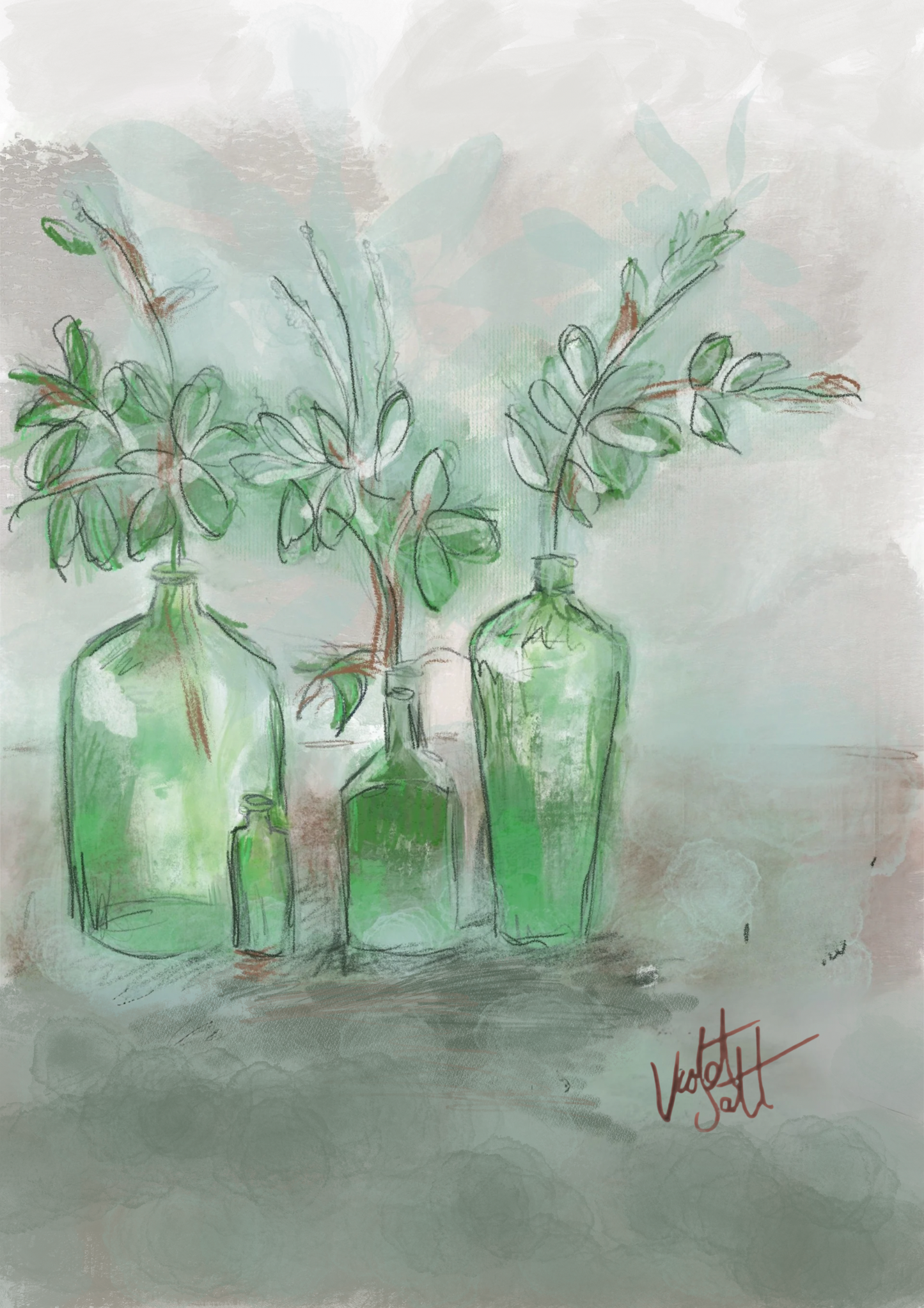 Framed Art Print Green Bottles - The Propagation Department