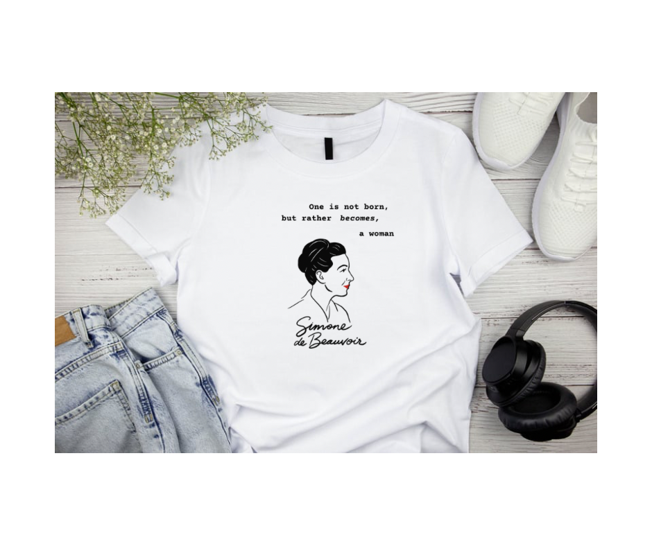 🖋️ Simone de Beauvoir Tee – “Becoming a Woman” Edition. Organic cotton