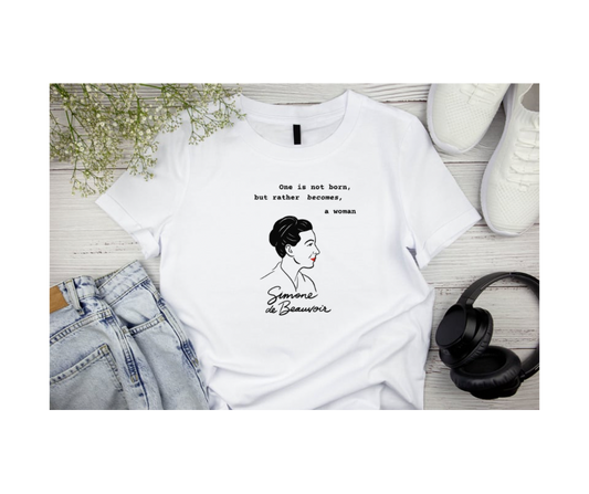 🖋️ Simone de Beauvoir Tee – “Becoming a Woman” Edition. Organic cotton