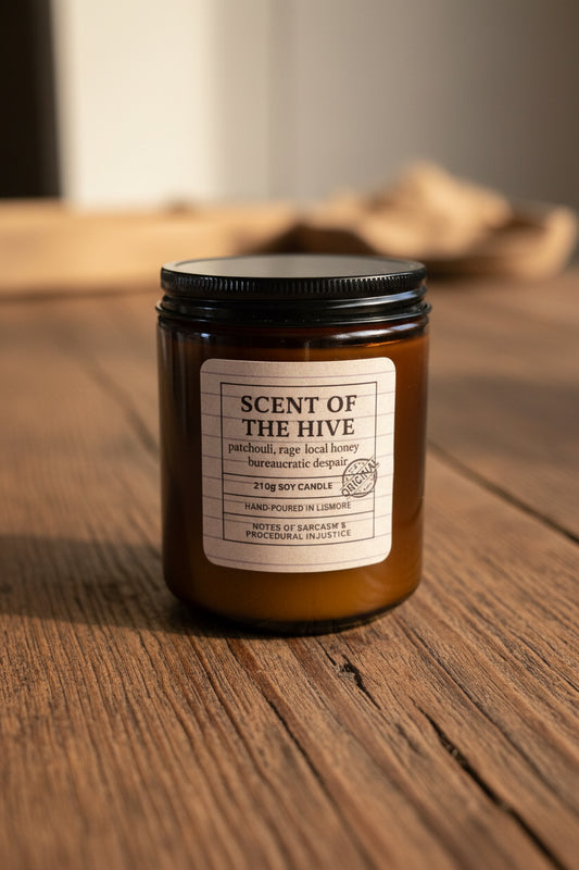 Soy and Beeswax 200g jar candle - Scent of the Hive. Leather and amber accord.