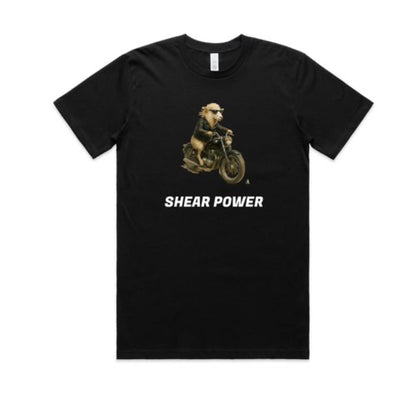 Shear Power Biker Sheep. Organic Cotton. Mens. S-3Xl