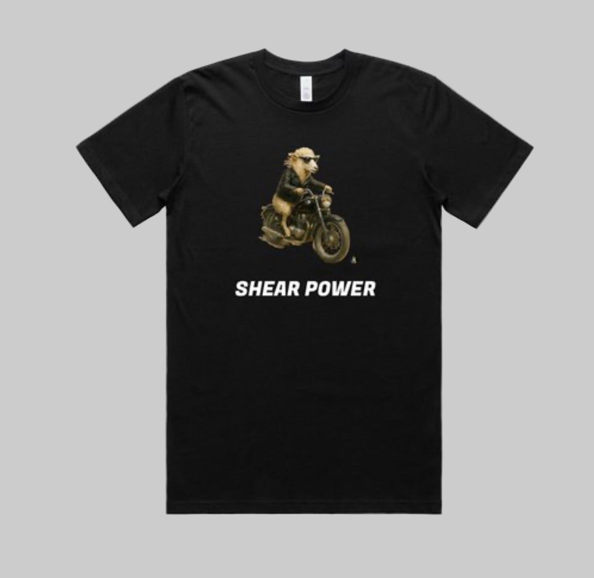 Shear Power Biker Sheep. Organic Cotton. Mens. S-3Xl