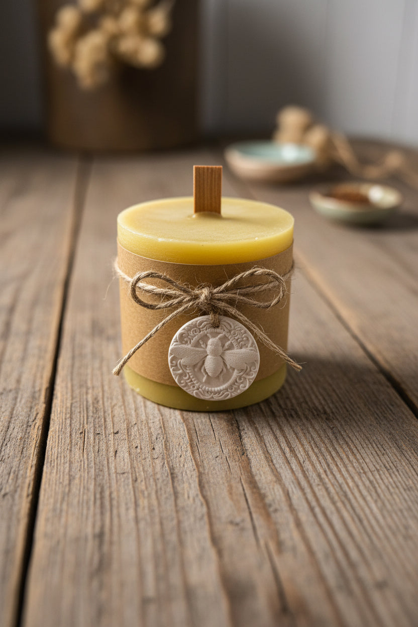 Pure Beeswax Candle | Lavender & Rosemary Essential Oils | 150g Handmade Pillar Candle | Natural Aromatherapy Candle | Australian Made