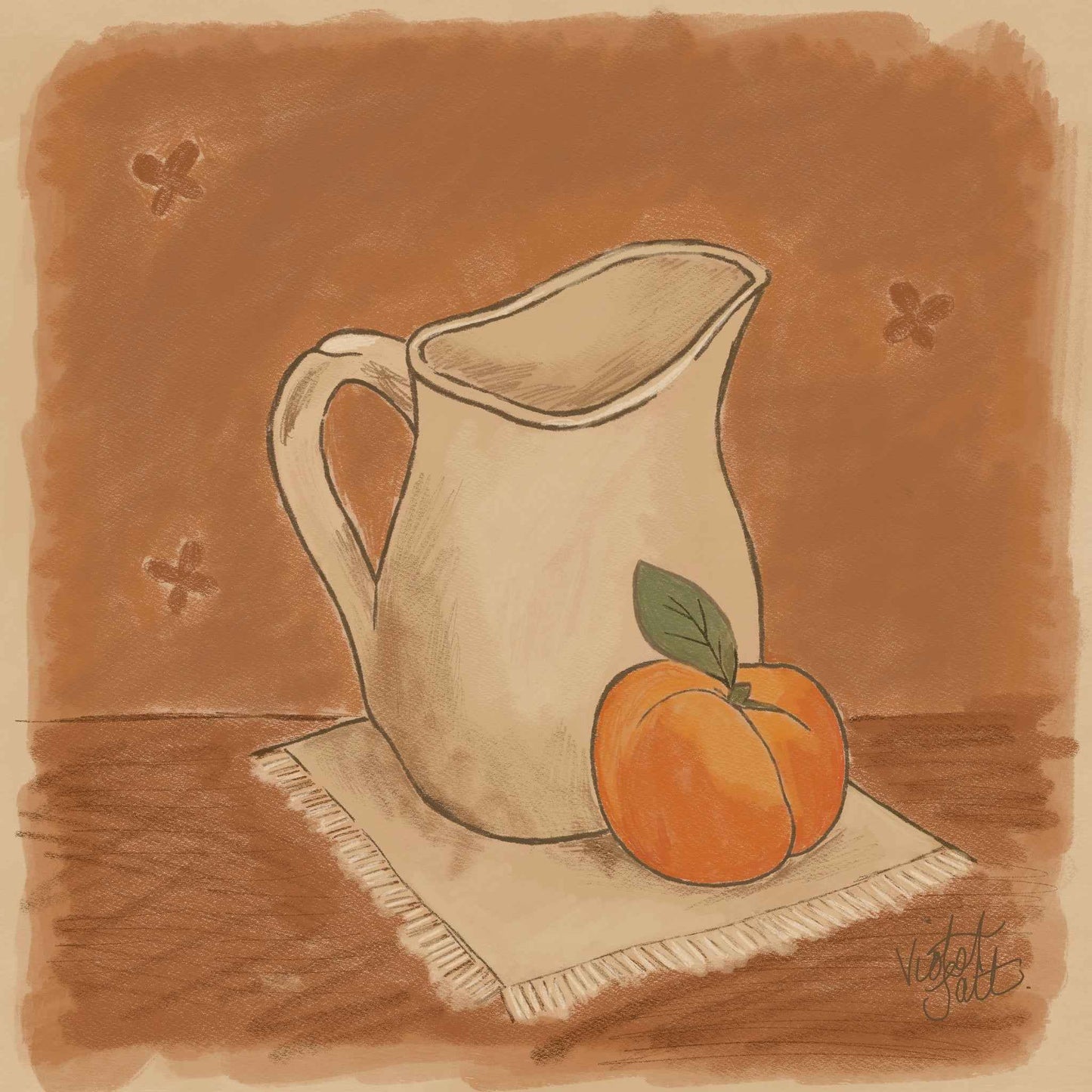 Still life cushion. “The Peach of Resistance” Cushion