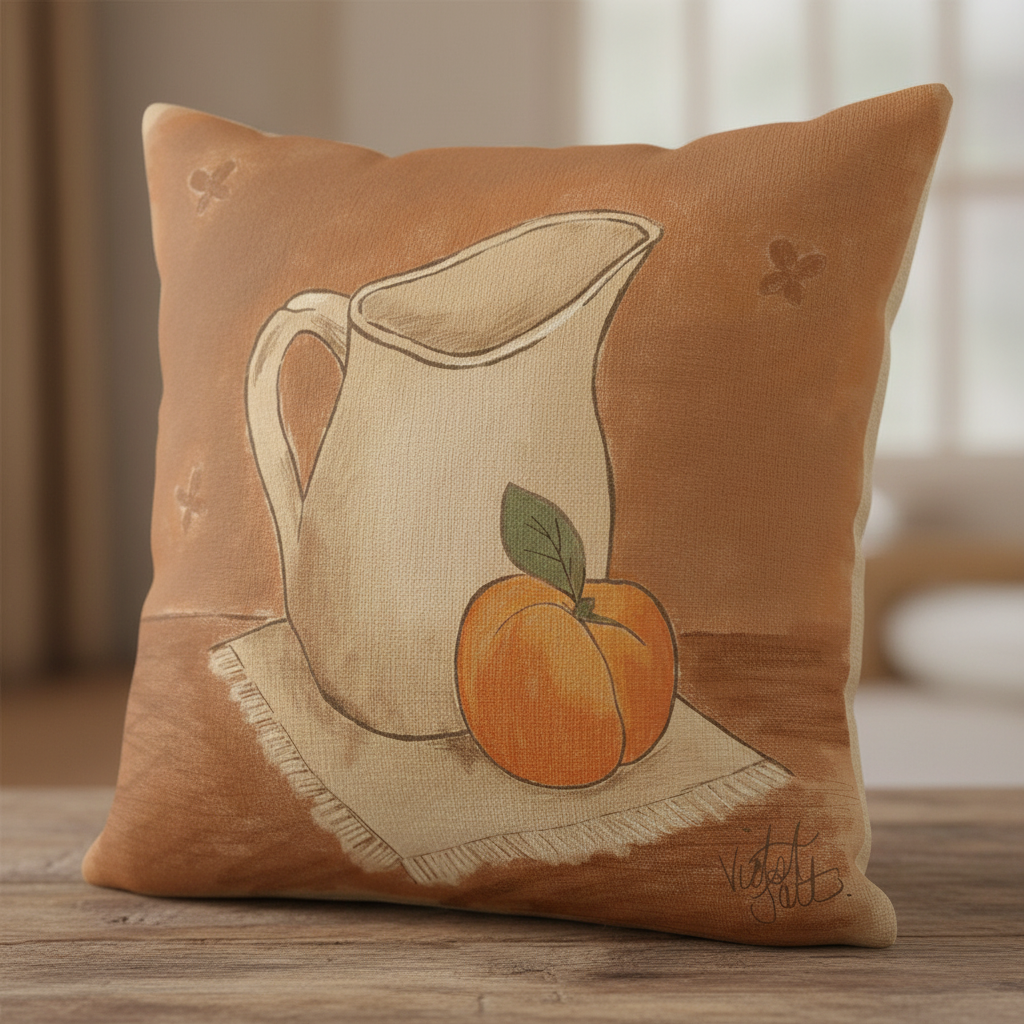 Still life cushion. “The Peach of Resistance” Cushion
