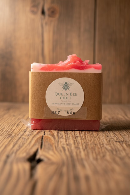 Peppermint Soap - Queen Bee Chill 150g bar.