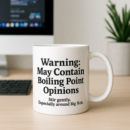 ⚠️ “Boiling Point Opinions” Mug