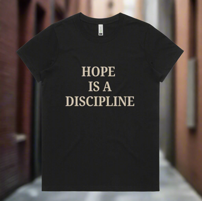 Hope Is a Discipline – Serif Edition (Beige on Black)women’s fit