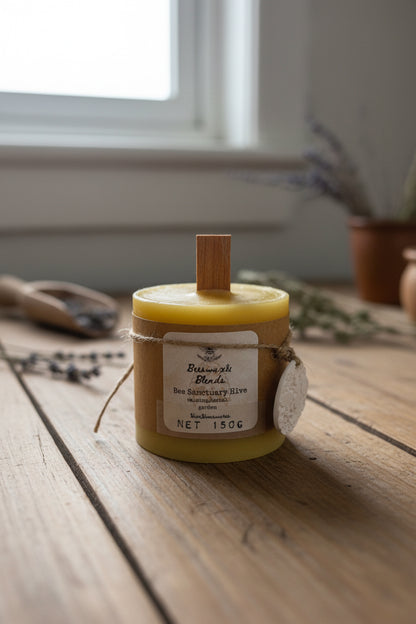 Pure Beeswax Candle | Lavender & Rosemary Essential Oils | 150g Handmade Pillar Candle | Natural Aromatherapy Candle | Australian Made