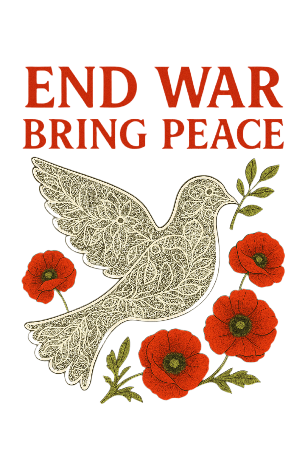 “End War, Bring Peace” Tee – Poppy & Dove Edition. Organic cotton