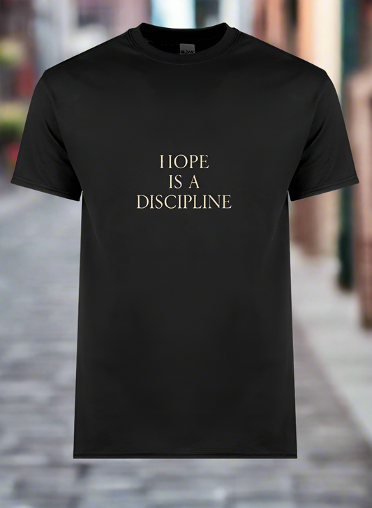 Hope Is a Discipline – Serif Edition (Beige on Black)