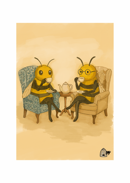 Linen Tea Towel. Protest Bees in Conversation