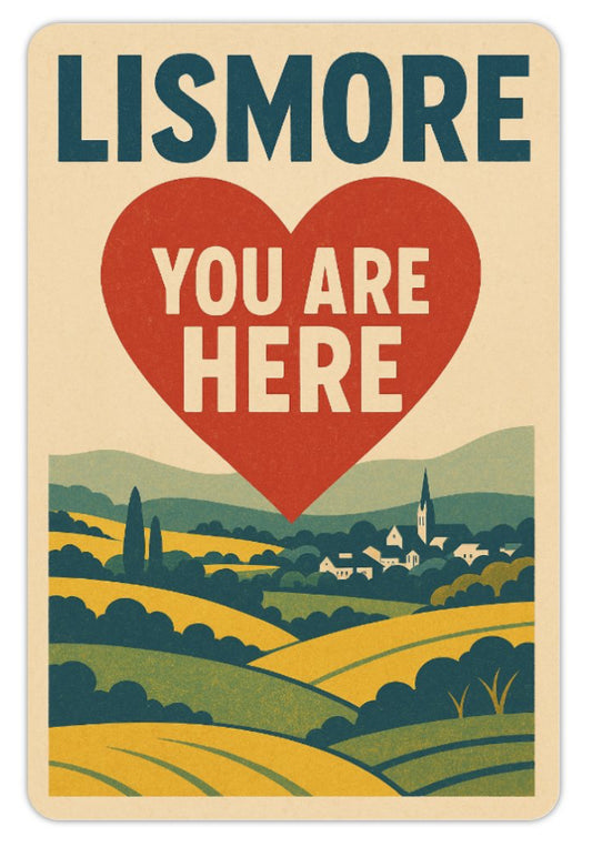 Lismore – You Are Here

Vinyl Sticker | 7.5 x 5 cm | Rounded Rectangle.