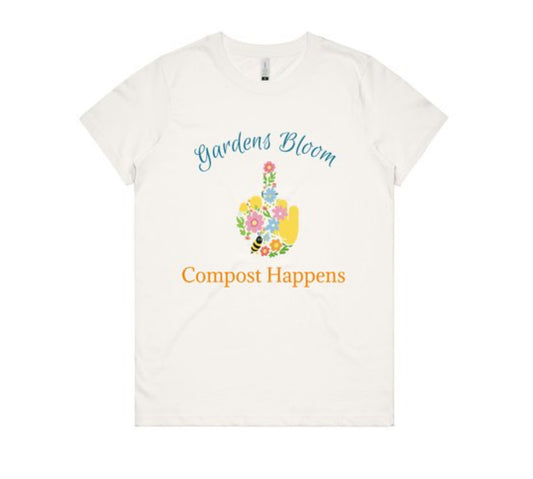 Organic cotton gardens bloom Tshirt on white background