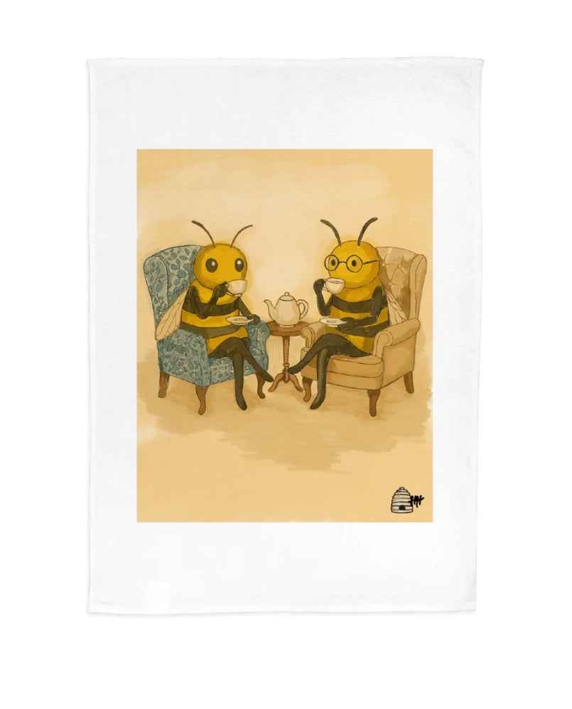 Linen Tea Towel. Protest Bees in Conversation