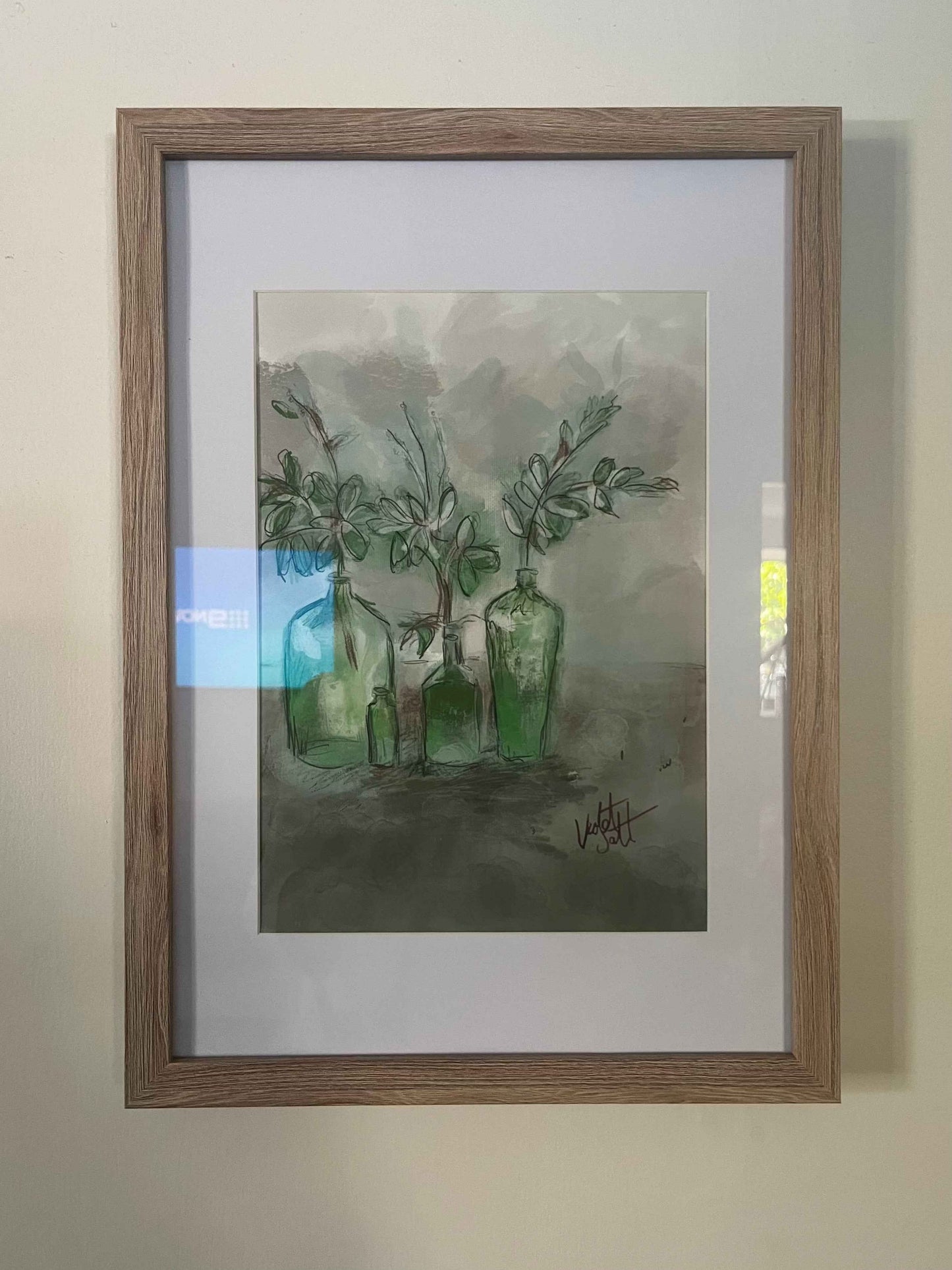 Framed Art Print Green Bottles - The Propagation Department