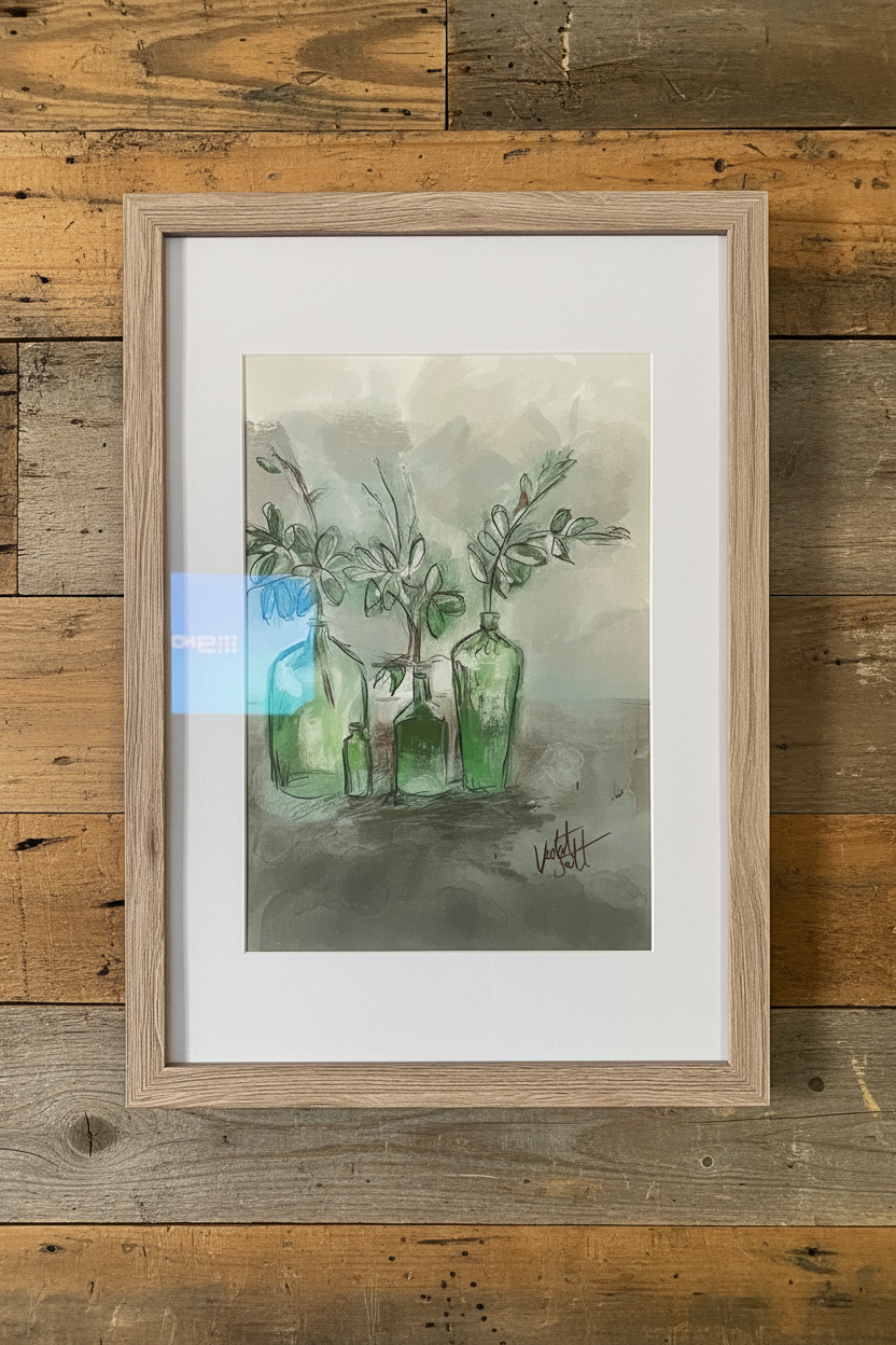Framed Art Print Green Bottles - The Propagation Department