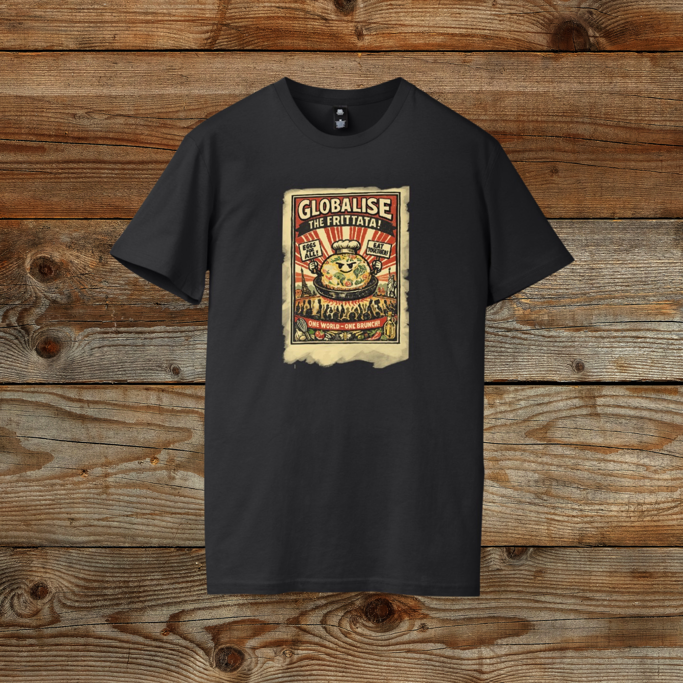Cotton Globalise Frittata Design T-Shirt for a Unique Style Experience