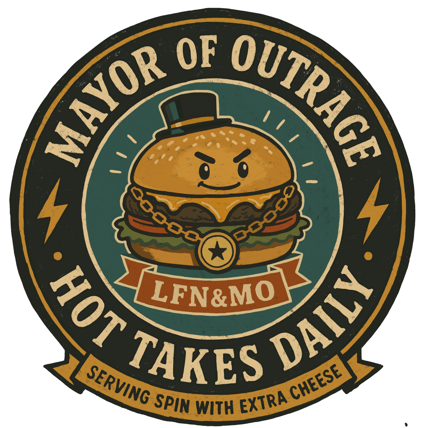 Mayor of Outrage T-Shirt - Hot Takes Daily with Extra Cheese