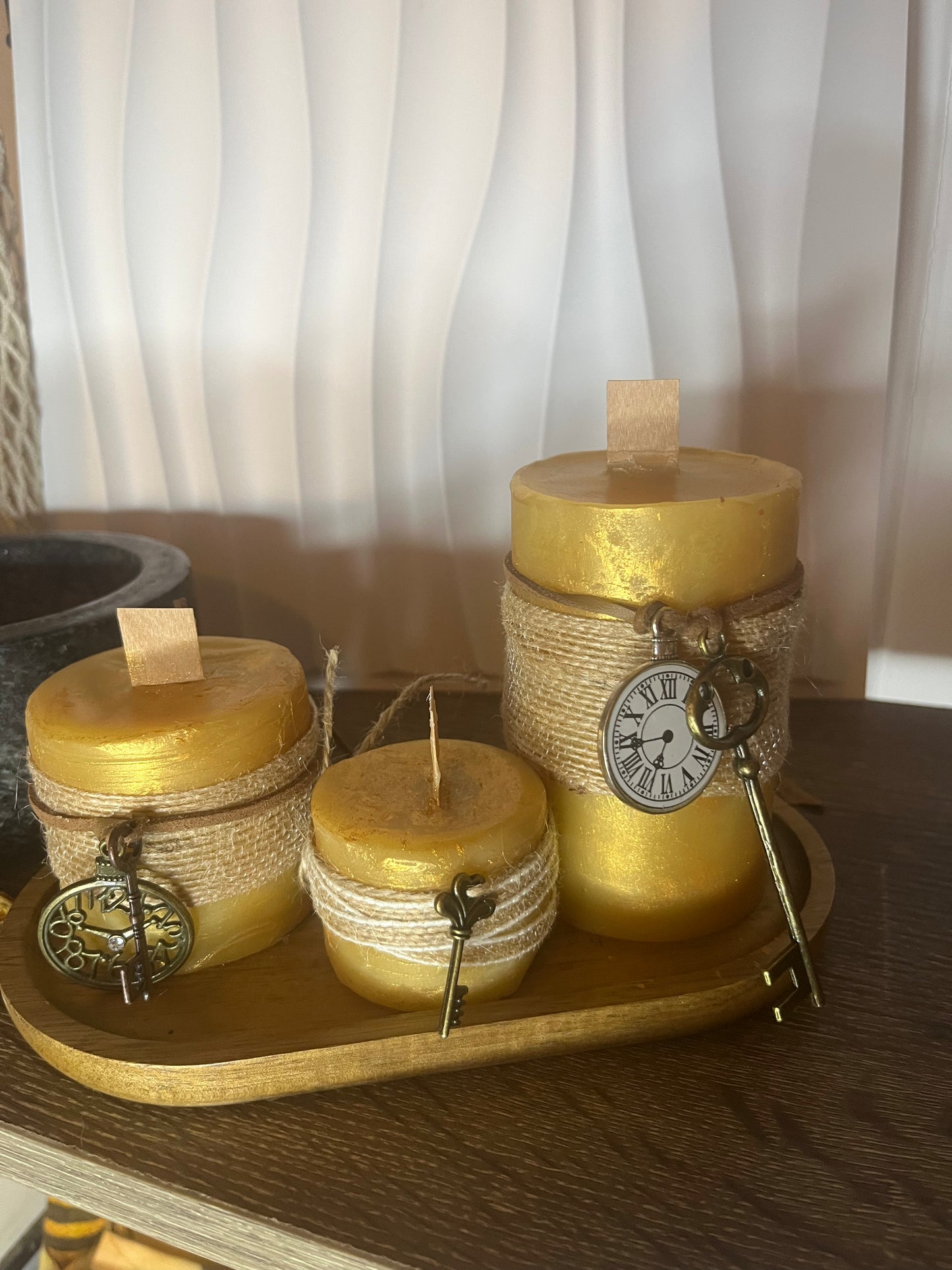 Pure Beeswax Candle trio